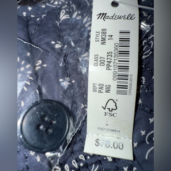 New ▶️ Madewell ◀️ Quilted Sweetheart Crop Top Western Bohemian 14 - Picture 13 of 13